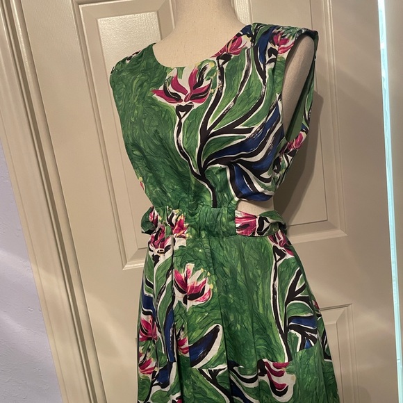 Aje Tropical Green and Pink Midi Dress Aje Tropical Green and Pink Midi Dress